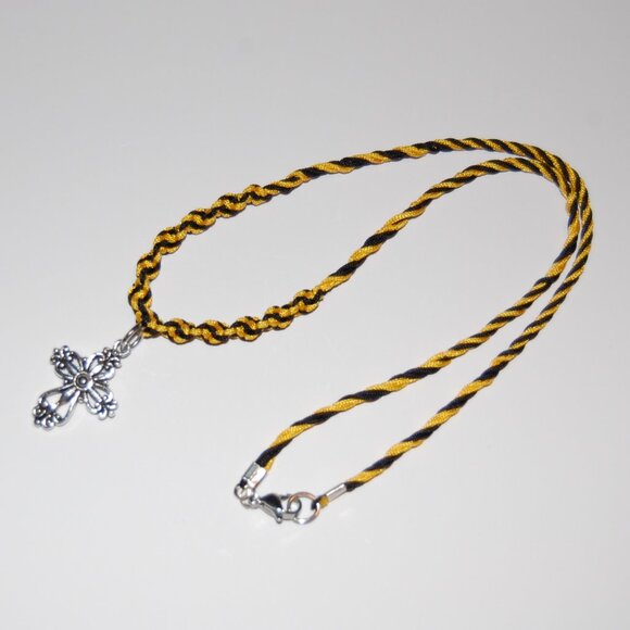 Cross Necklace,Braided Cord,Colorful Necklace,Bicolor Cord Necklace - Picture 2 of 3